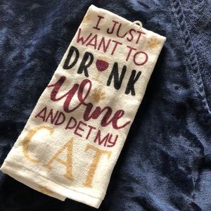 Novelty Cat and Wine dish towel